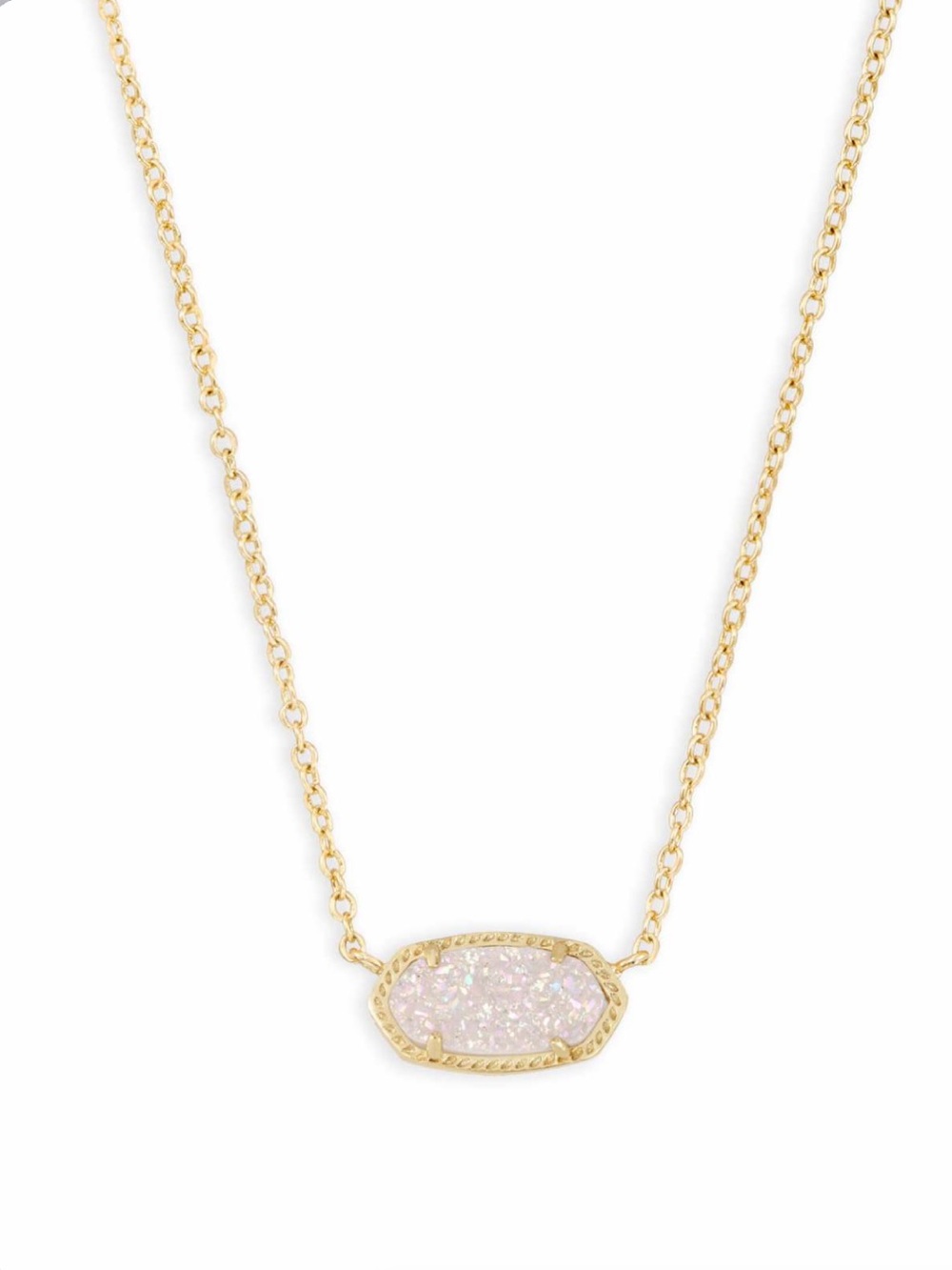 Kendra Scott Gold Chain Necklace with Pink Druzy Oval Pendant